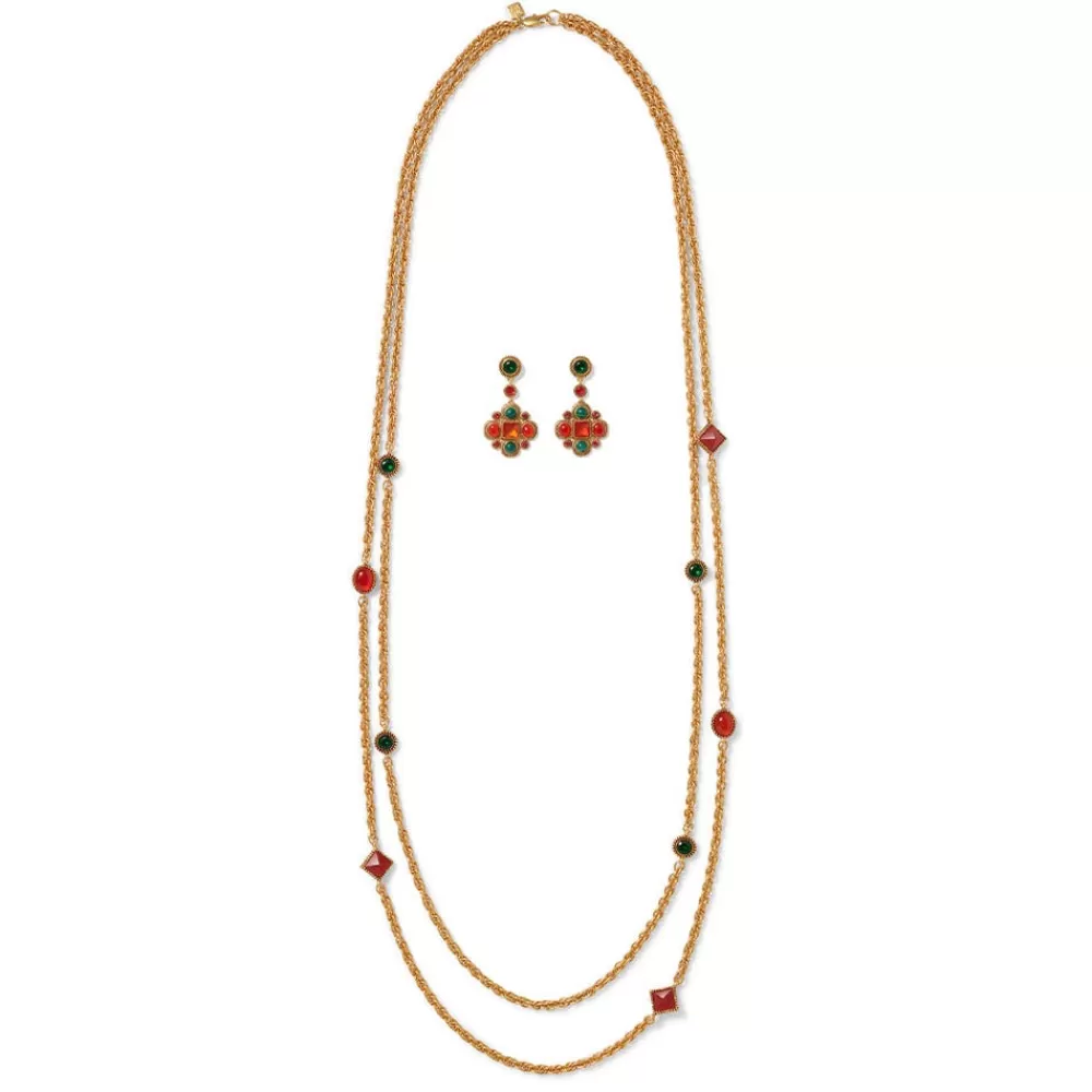 Online Algerian Cluster Double-Strand Station Necklace And Drop Earrings Set Jewelry Sets