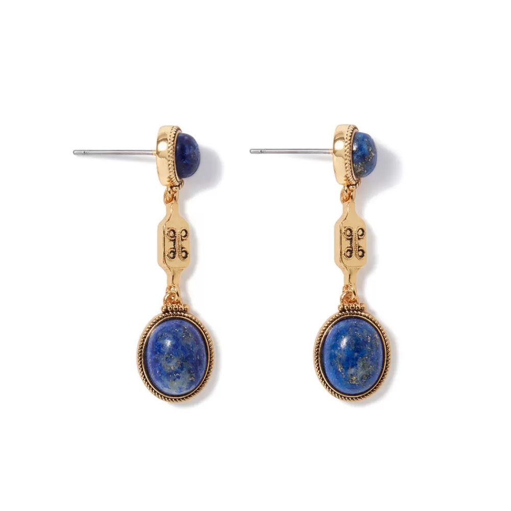 Fashion Ancient Gems Triple-Drop Lapis Earrings Earrings