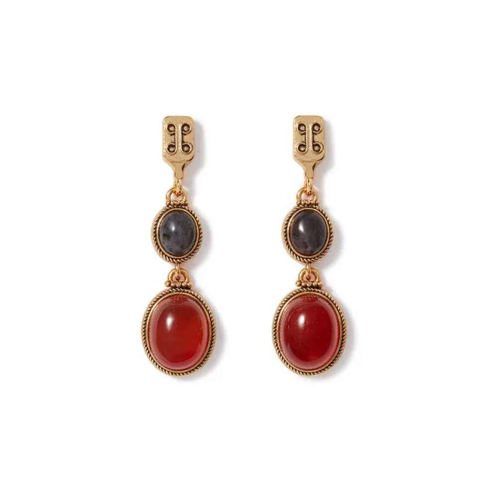 Fashion Ancient Gems Two-Tone Drop Earrings Earrings