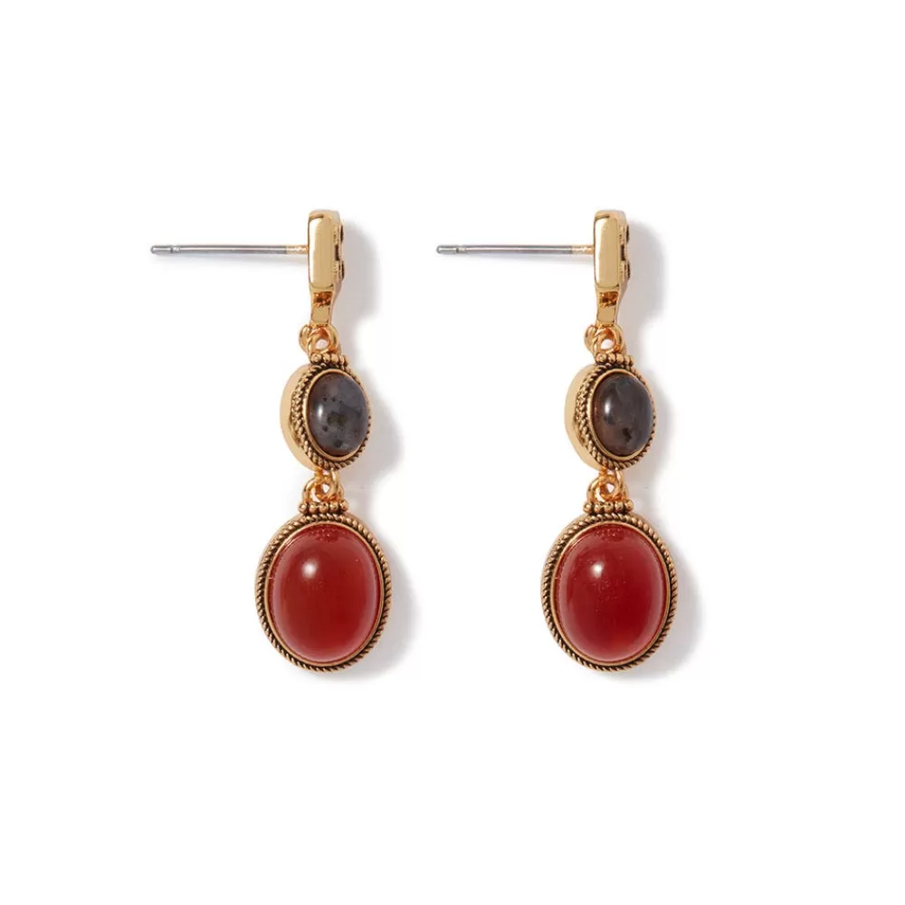 Fashion Ancient Gems Two-Tone Drop Earrings Earrings