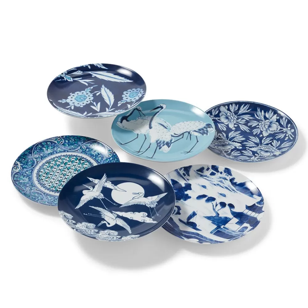 New Blue & White Salad Plate Set Tableware