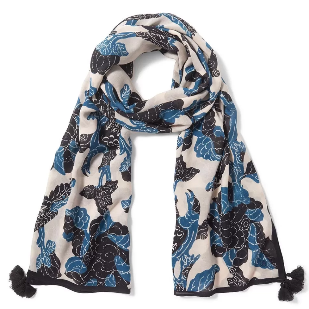 Sale Blue & White Stylized Birds Oversize Oblong Scarf Scarves & Wraps