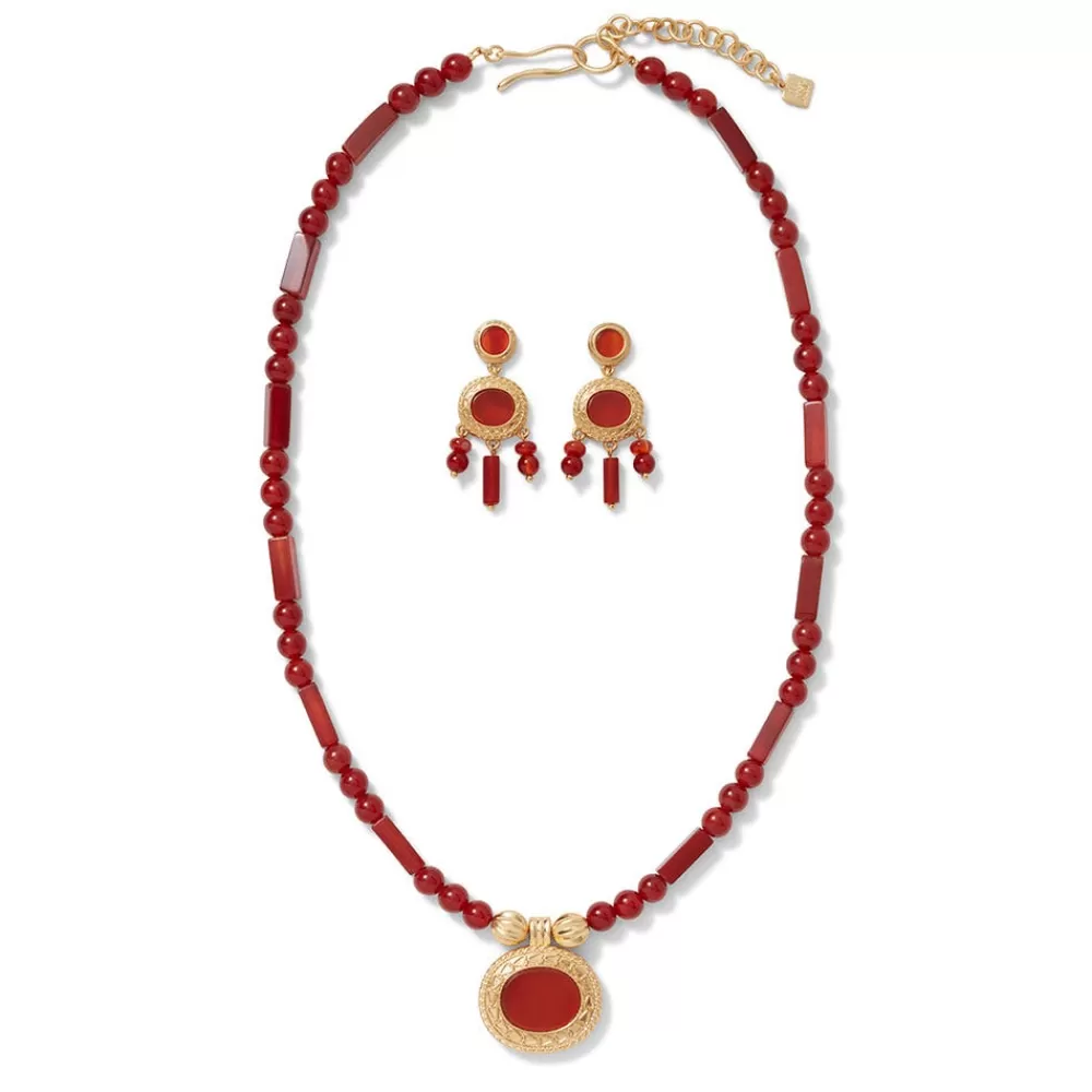 Best Classical Carnelian Pendant Necklace And Chandelier Earrings Set Jewelry Sets