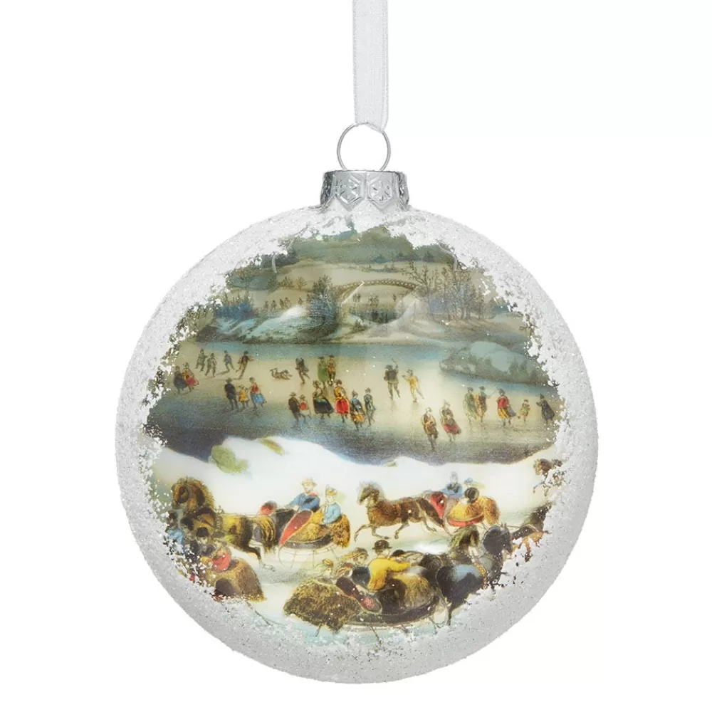 Cheap Currier & Ives Snowscapes Glass Disc Ornament Set Ornaments