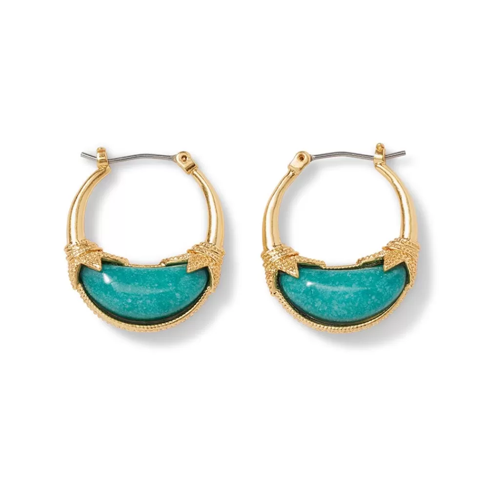 Hot Cypriot Jade Crescent Hoop Earrings Earrings