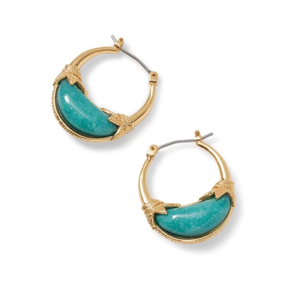 Hot Cypriot Jade Crescent Hoop Earrings Earrings