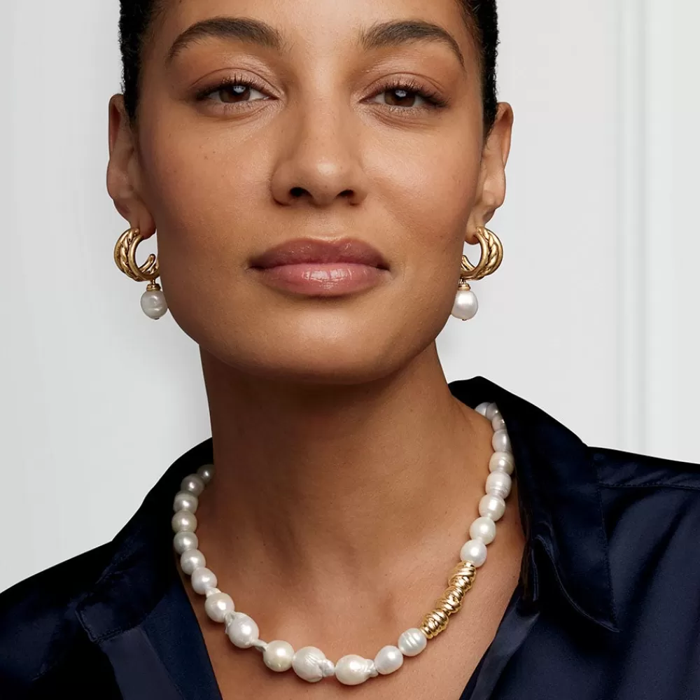 Flash Sale Cypriot Twist Pearl Necklace And Triple-Hoop Earrings Set Jewelry Sets