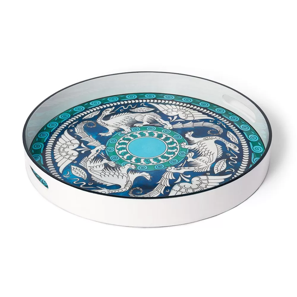 Best De Morgan Stylized Dragons Lacquer Tray Decorative Accents