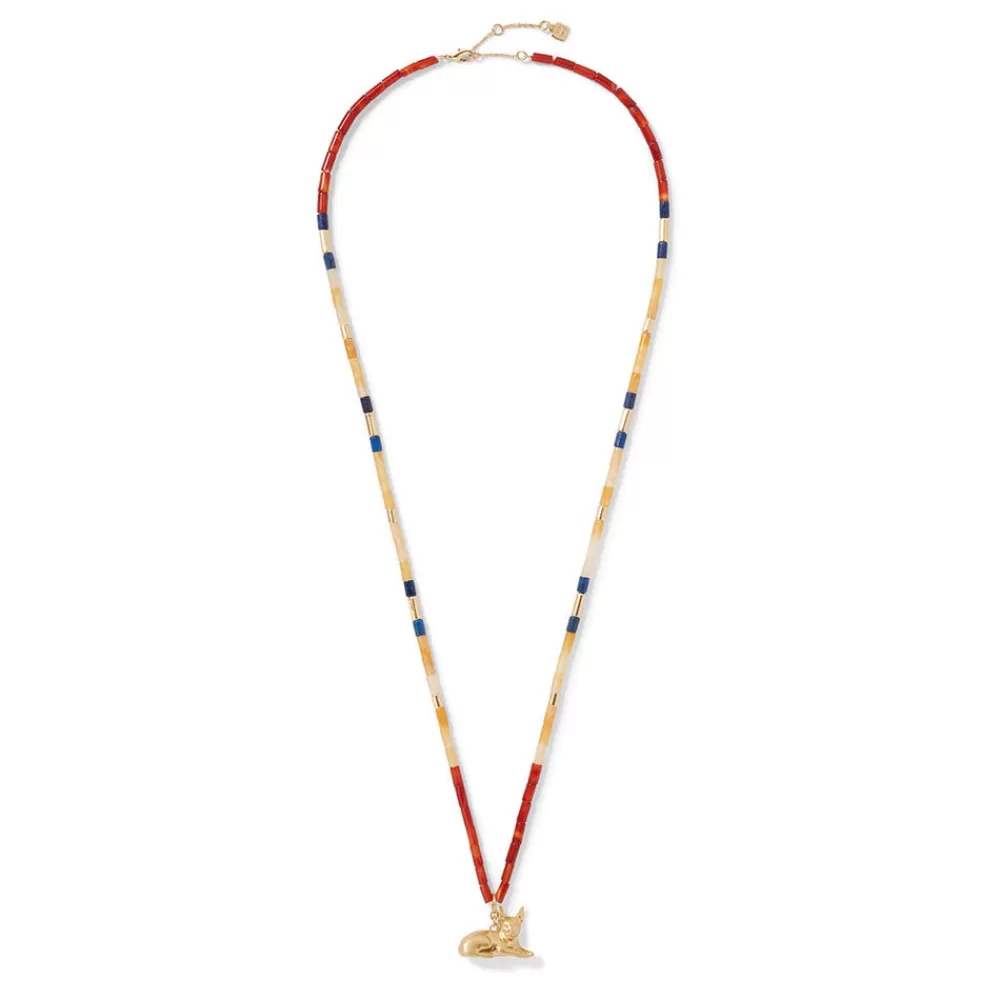 Cheap Egyptian New Kingdom Cat Beaded Pendant Necklace Necklaces