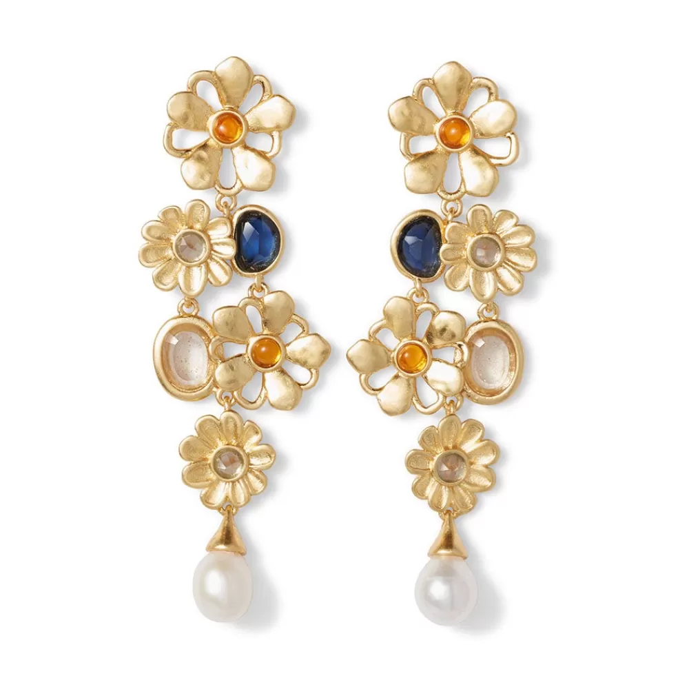 Online Floral Cluster Statement Drop Earrings Earrings