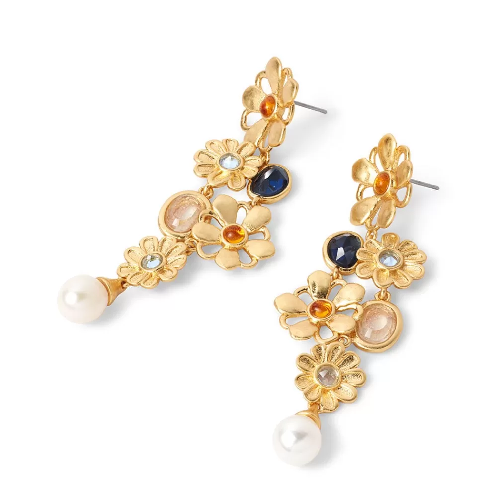 Online Floral Cluster Statement Drop Earrings Earrings