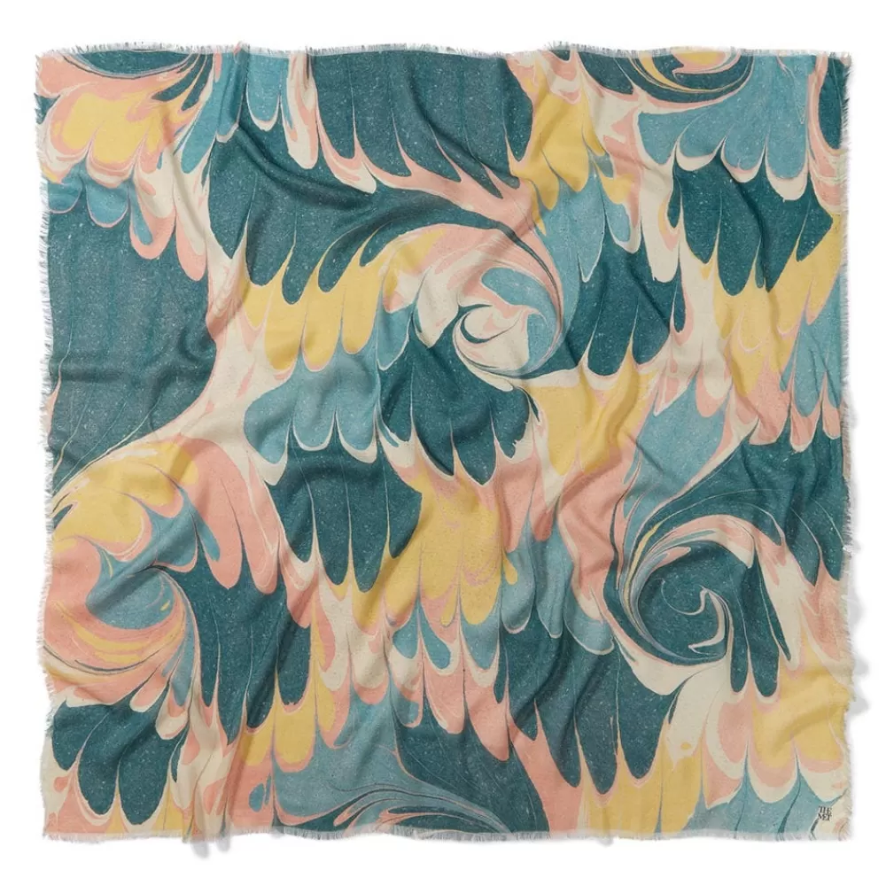 Shop French Marbled Paper Square Silk Scarf Scarves & Wraps