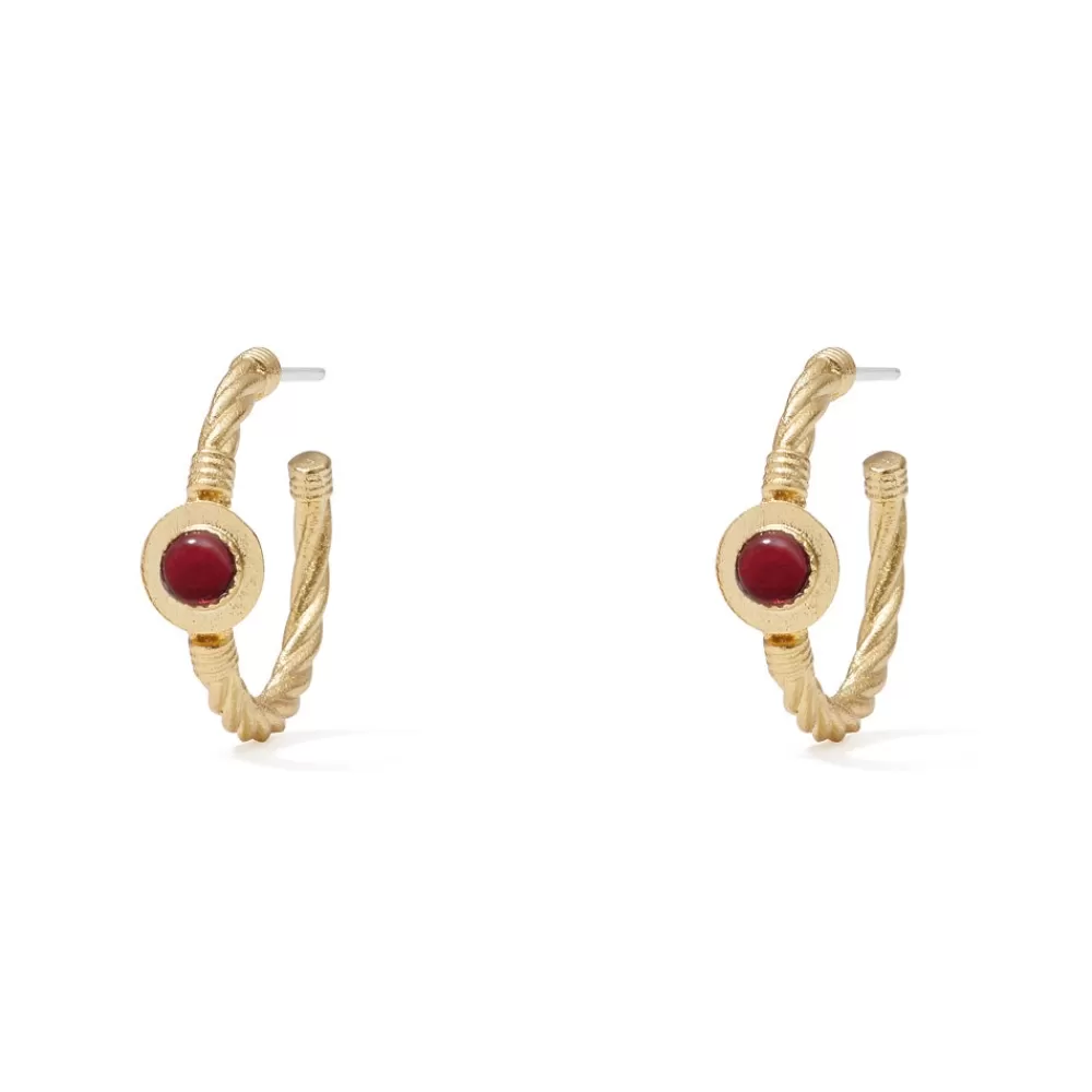 Shop Garnet Cabochon Twisted Hoop Earrings Earrings