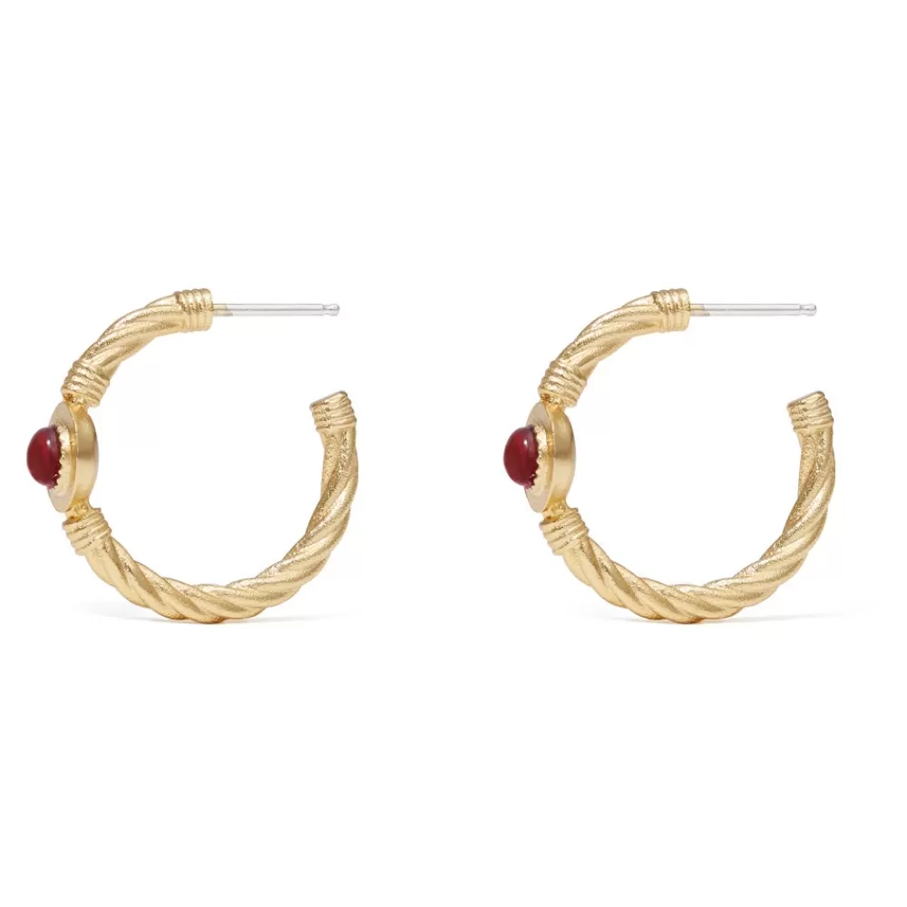 Shop Garnet Cabochon Twisted Hoop Earrings Earrings