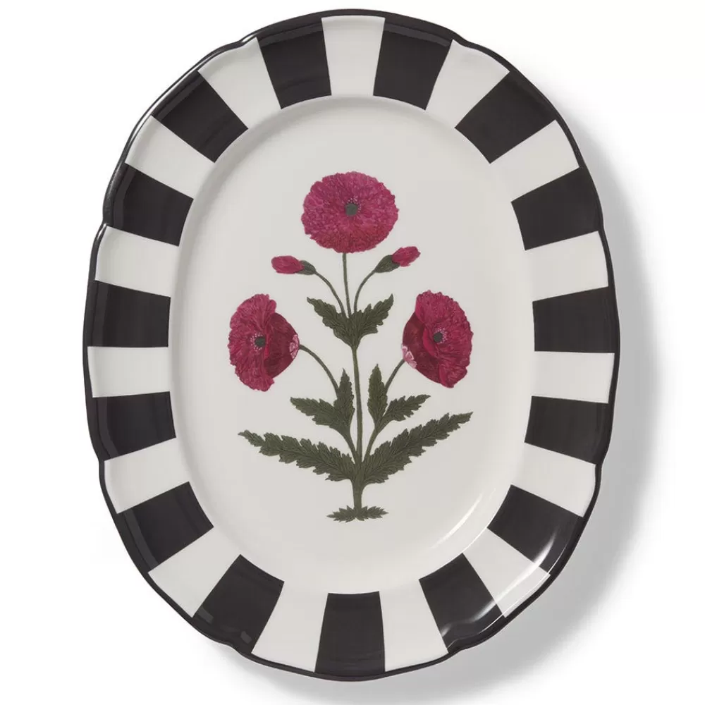 Hot Good Earth Blooming Poppies Oval Platter Tableware