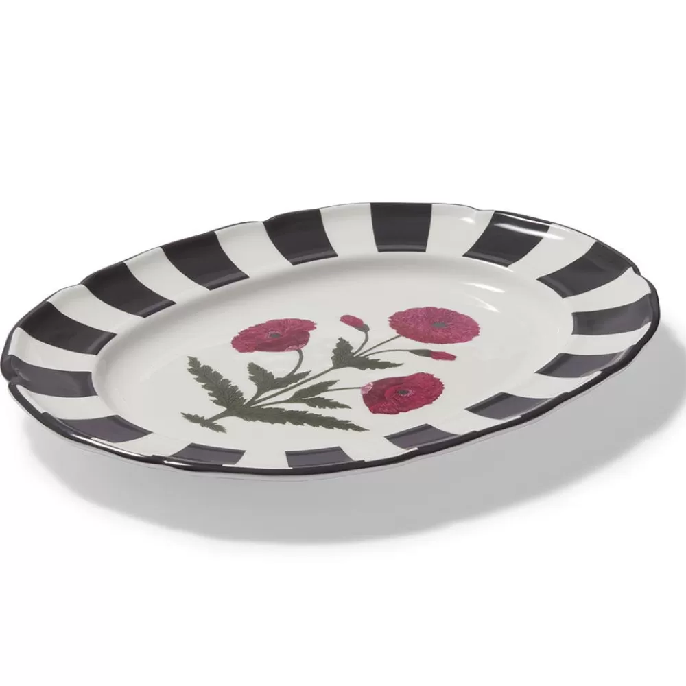 Hot Good Earth Blooming Poppies Oval Platter Tableware