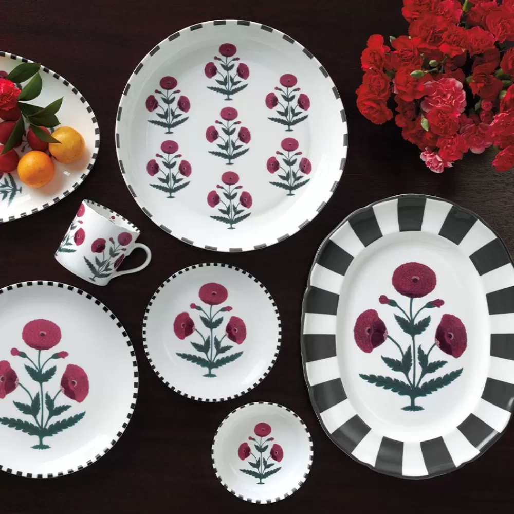 Outlet Good Earth Blooming Poppies Round Serving Dish Tableware