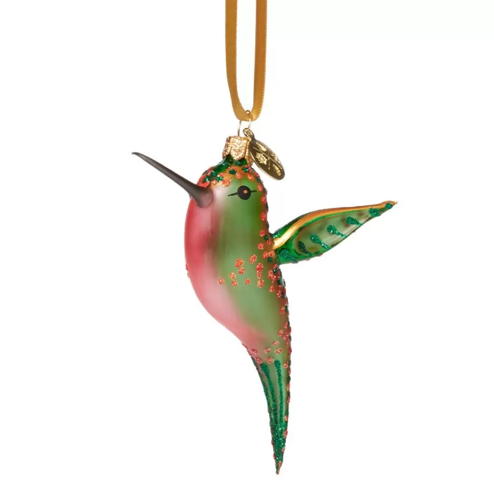 Best Sale Green And Pink Hummingbird Glass Ornament Ornaments