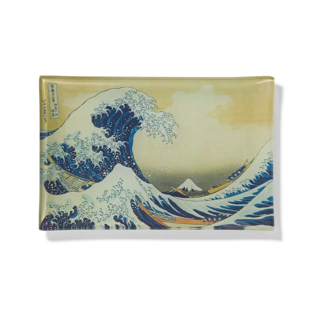 Best Sale Hokusai Great Wave Glass Tray Decorative Accents