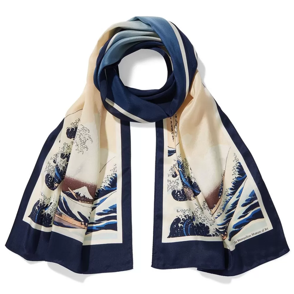 Discount Hokusai Great Wave Oblong Silk Scarf Scarves & Wraps