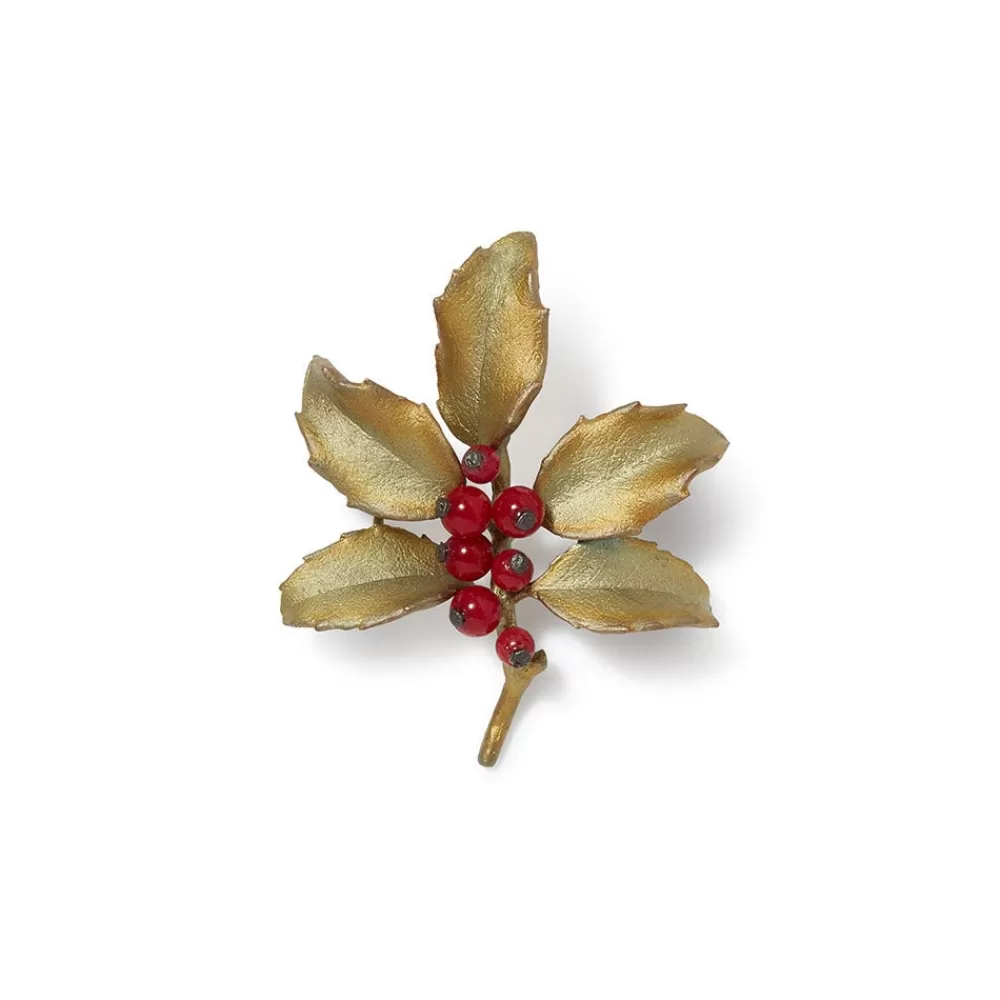 New Holly Berry Jade Brooch Pins & Brooches