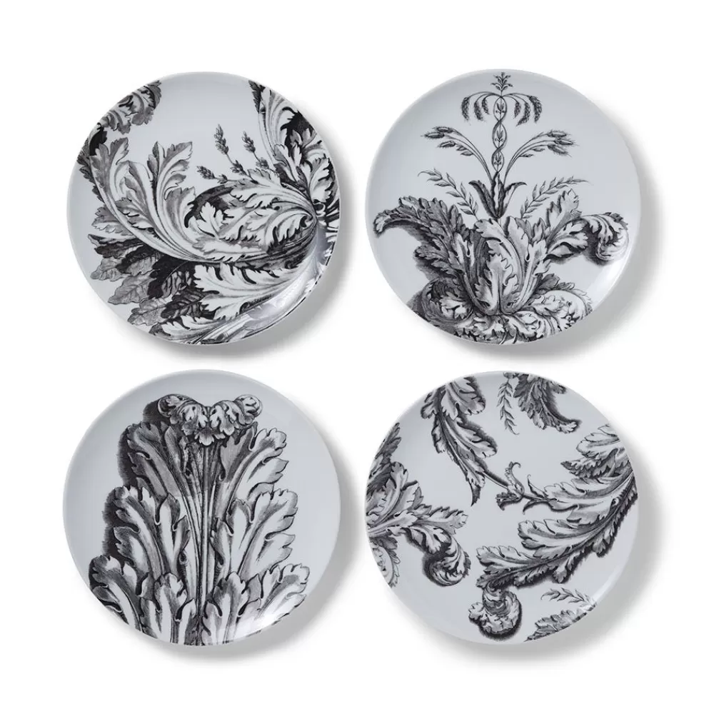 Fashion Italian Etched Leaves Side Plate Set Tableware