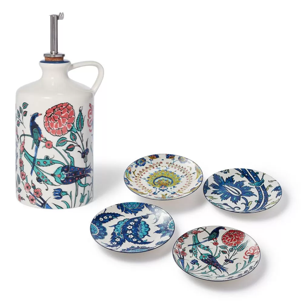 Discount Iznik Garden Oil Cruet And Dipping Bowl Set Tableware