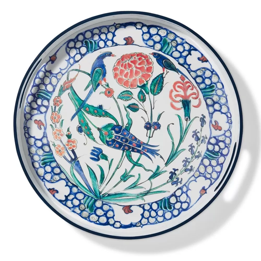 Best Sale Iznik Garden Round Lacquer Tray Decorative Accents