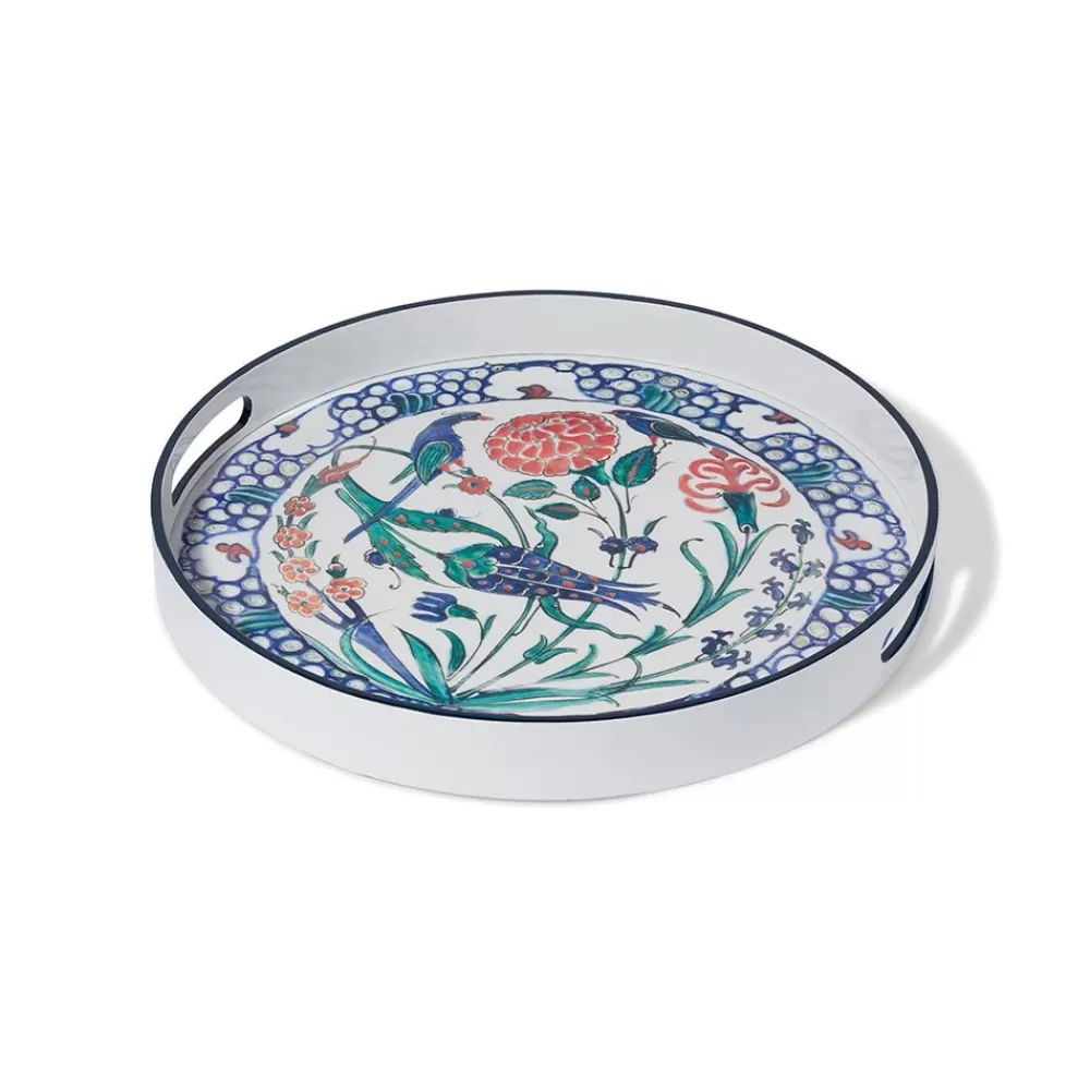 Best Sale Iznik Garden Round Lacquer Tray Decorative Accents