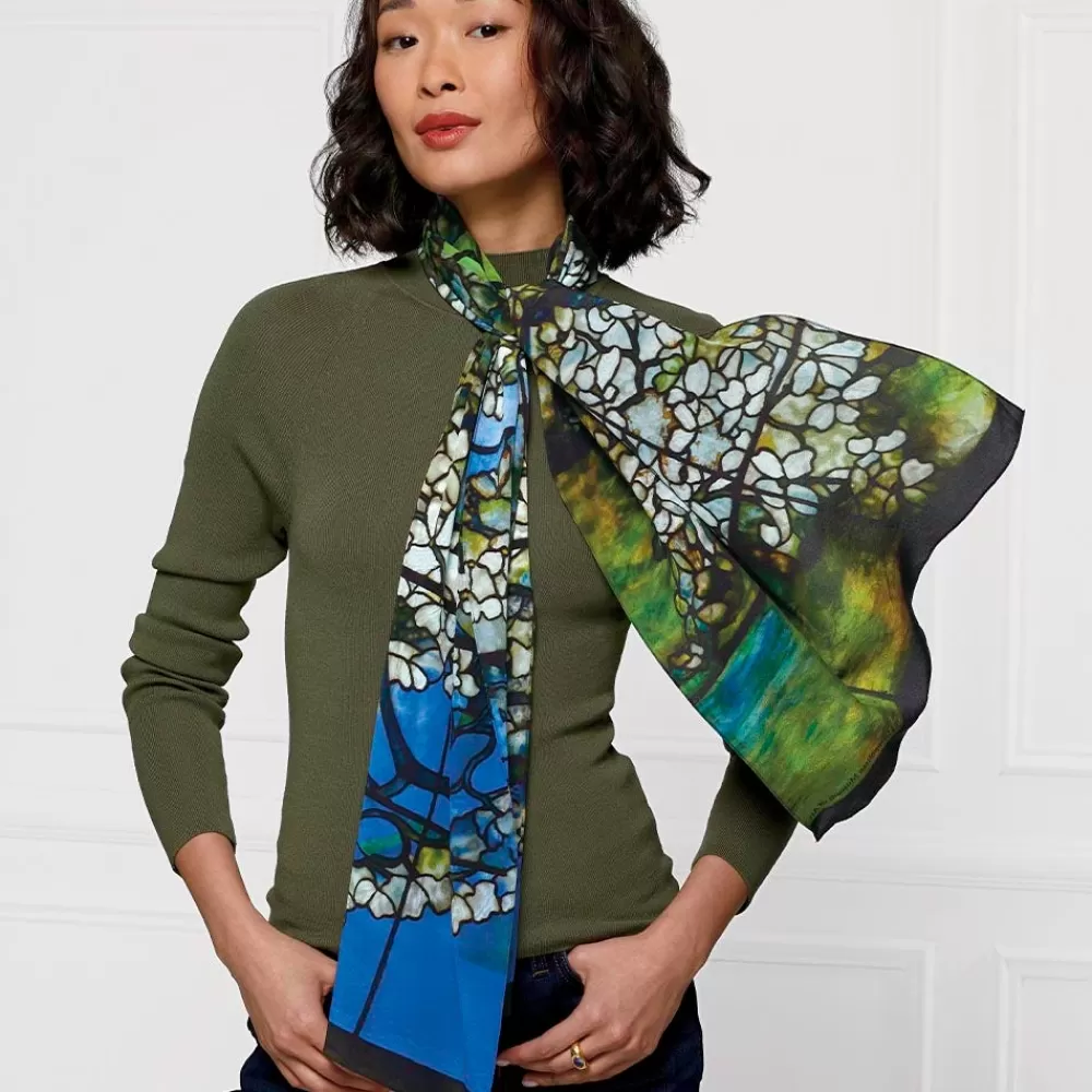 Shop Louis C. Tiffany Dogwood Oblong Silk Scarf Scarves & Wraps