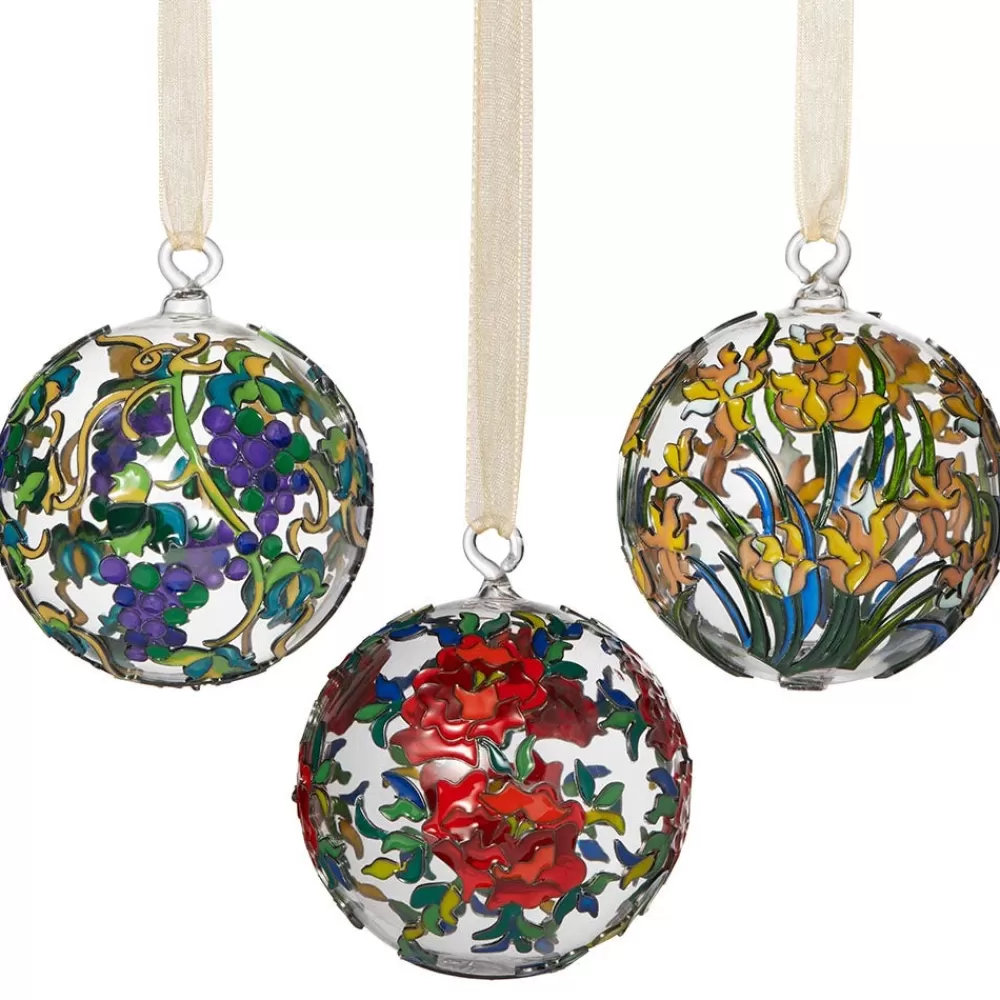 Hot Louis C. Tiffany Flora Cloisonne Ornament Set Ornaments