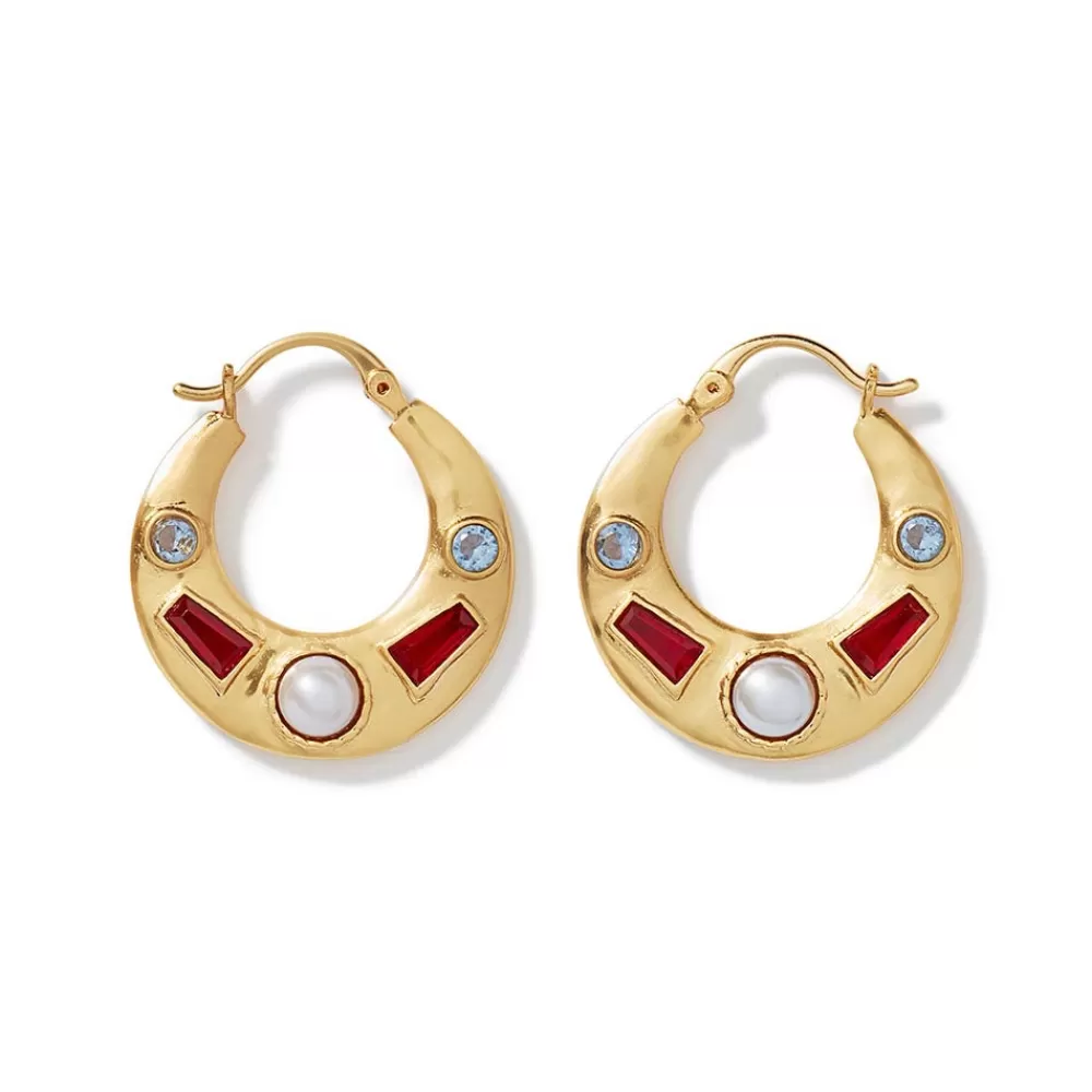 Store Medieval Stone Crescent Hoop Earrings Earrings