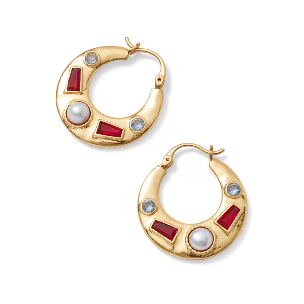 Store Medieval Stone Crescent Hoop Earrings Earrings