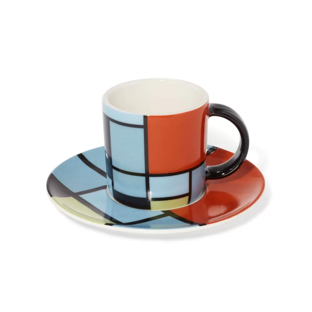 Online Mondrian Composition Espresso Cup And Saucer Tableware