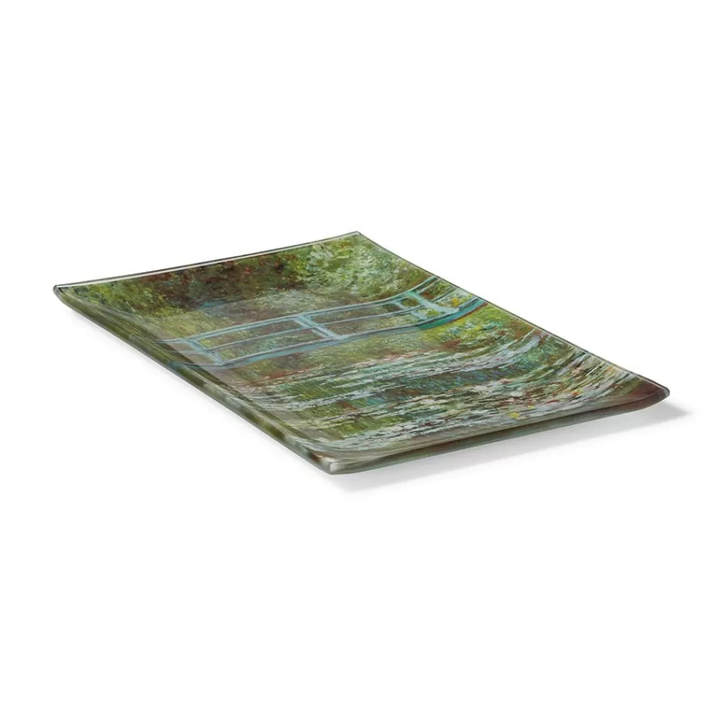 Flash Sale Monet Bridge And Water Lilies Glass Tray Decorative Accents