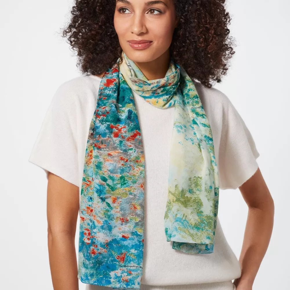 Cheap Monet Garden At Argenteuil Oblong Silk Scarf Scarves & Wraps