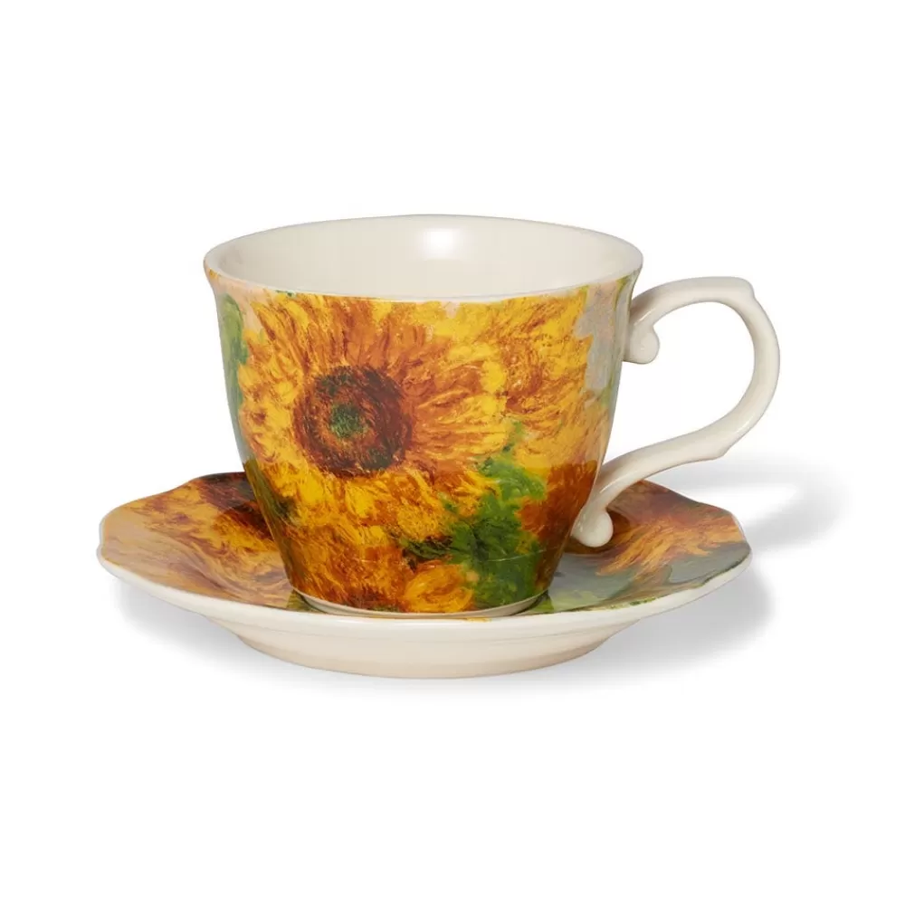 Clearance Monet Sunflowers Teacup And Saucer Tableware