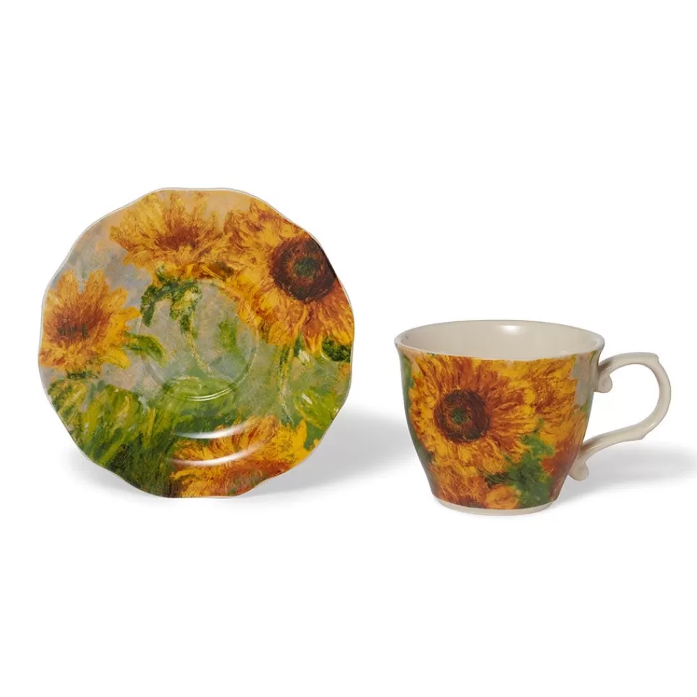 Clearance Monet Sunflowers Teacup And Saucer Tableware