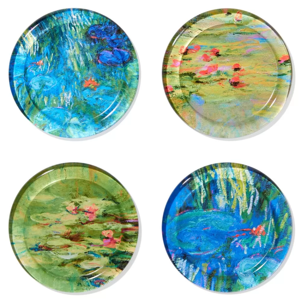 Outlet Monet Water Lilies Glass Coasters Tableware