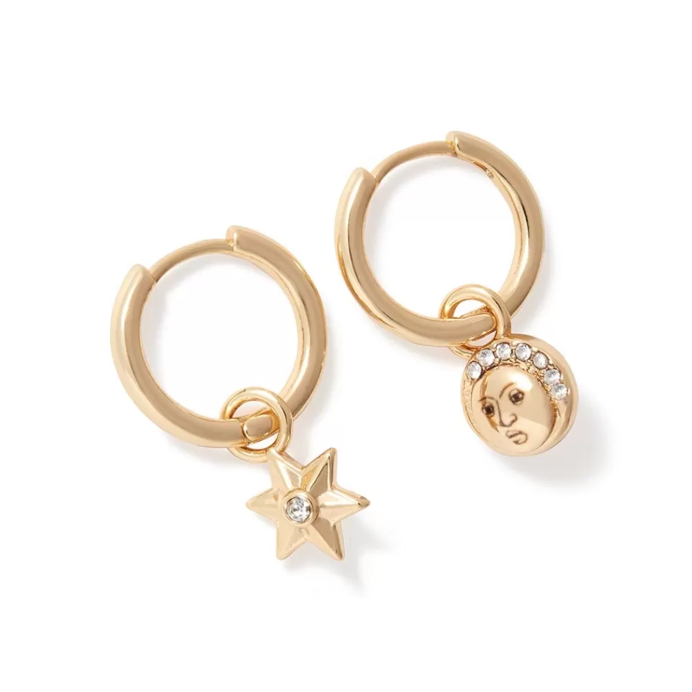 Best Sale Moon And Star Hoop Earrings Earrings