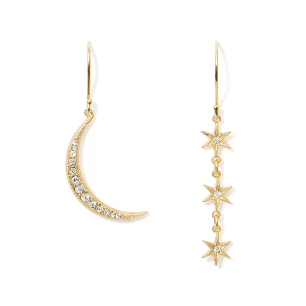 New Moon And Stars Drop Earrings Earrings