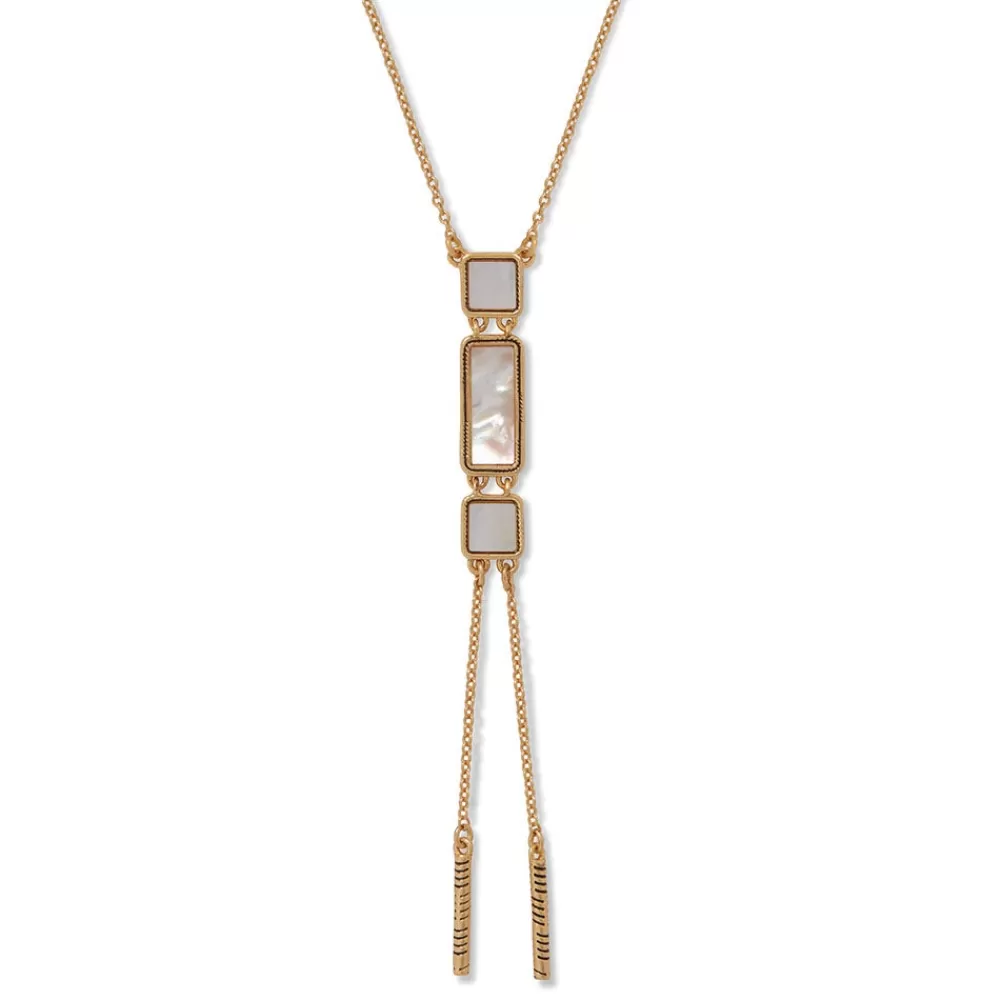 Outlet Mother-Of-Pearl Tile Double Lariat Necklace Necklaces