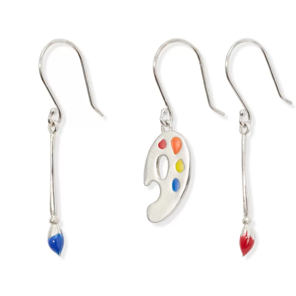 Outlet Paintbrush And Palette Drop Earrings Earrings