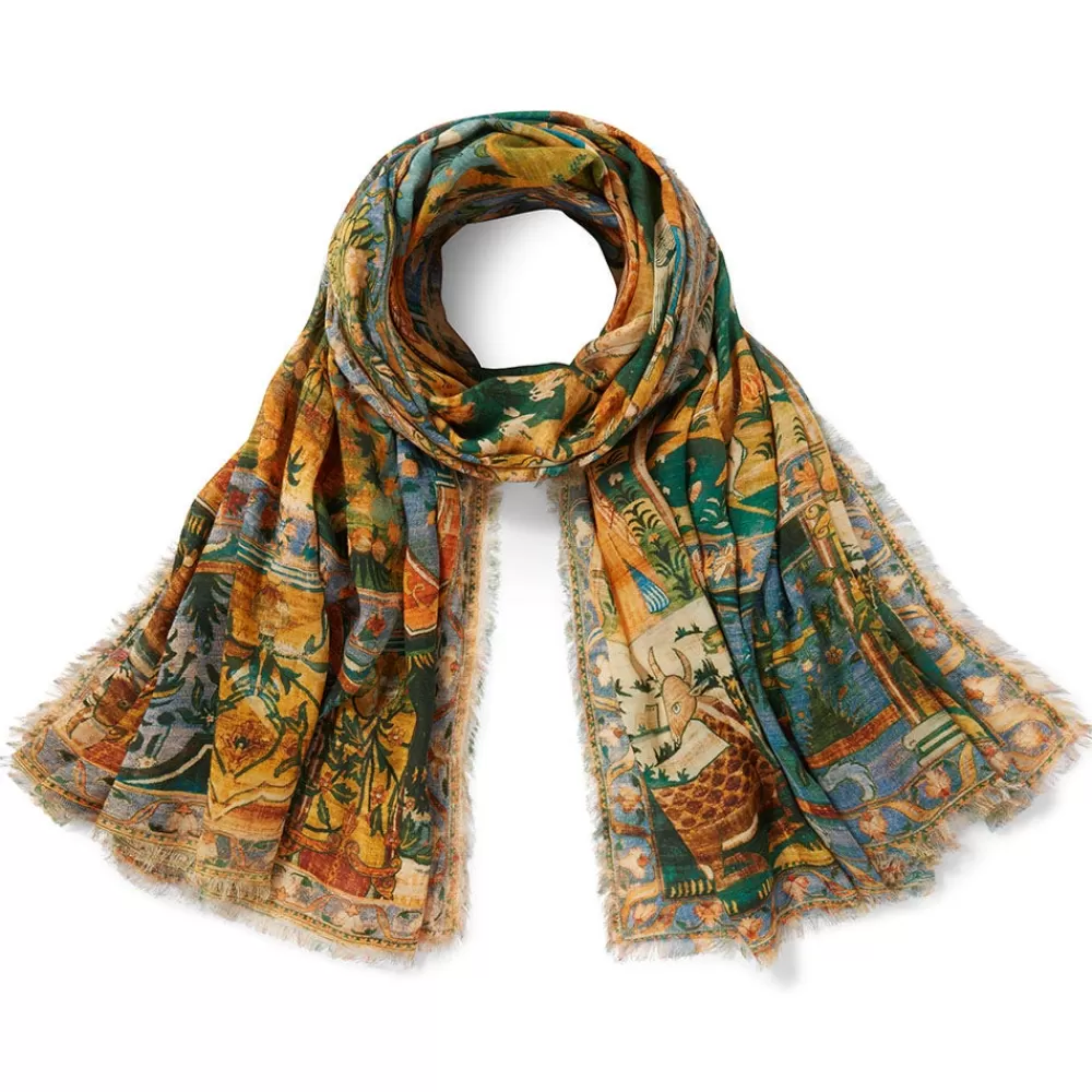 Sale Persian Pictorial Textile Oversize Oblong Scarf Scarves & Wraps