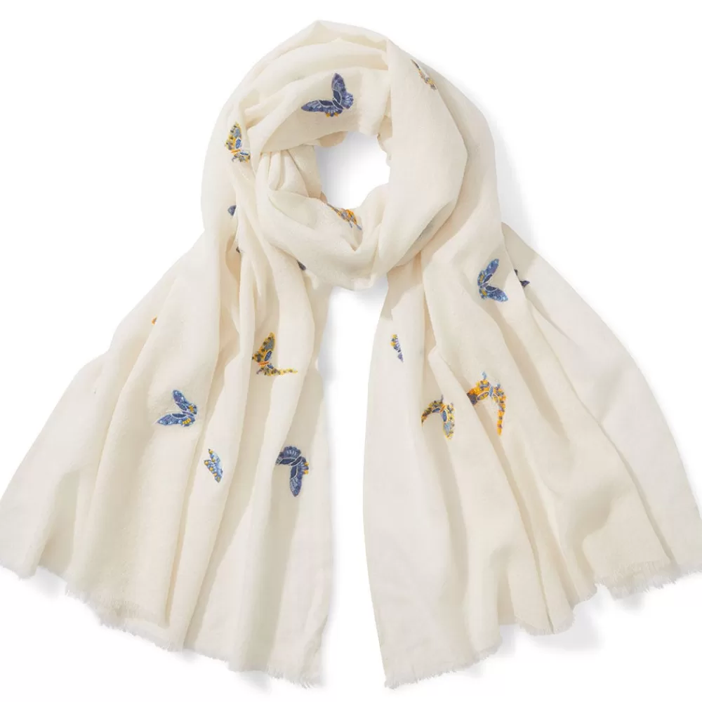 Discount Qing Embroidered Butterflies Oblong Scarf Scarves & Wraps