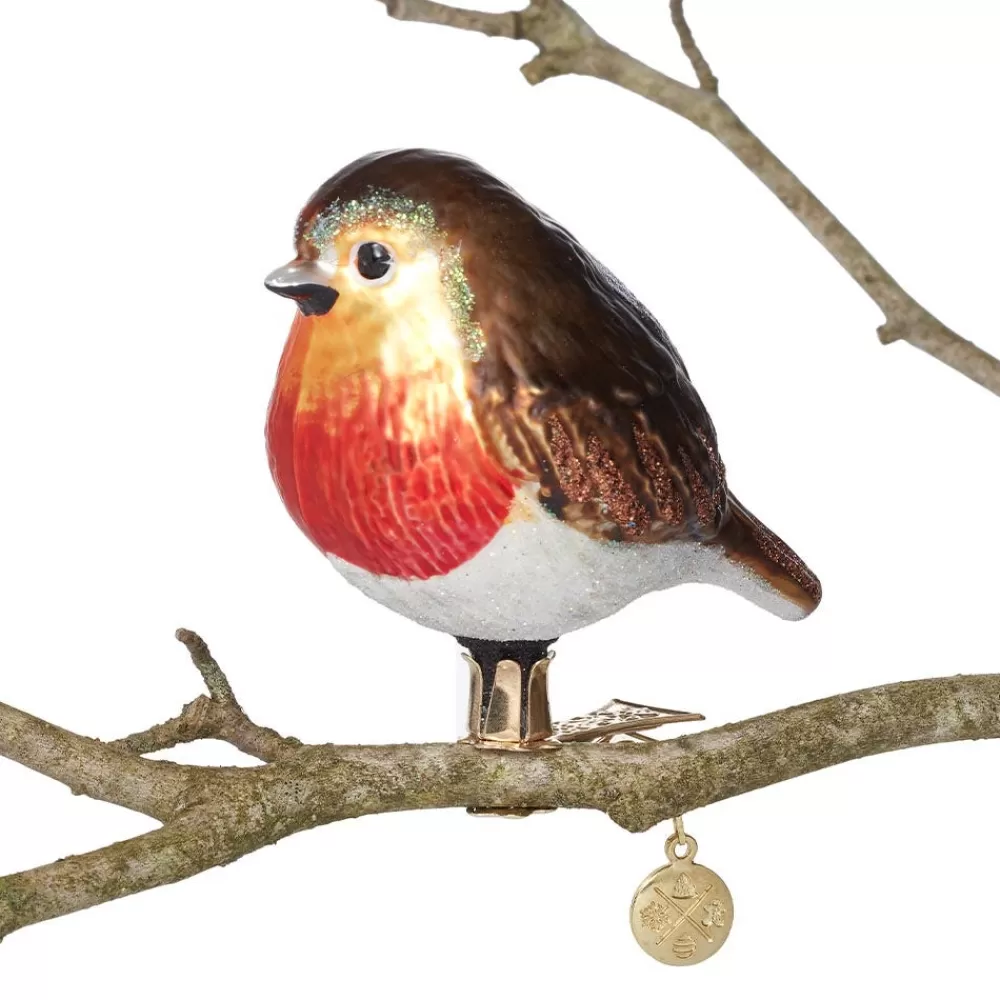 Online Robin Glass Ornament Ornaments