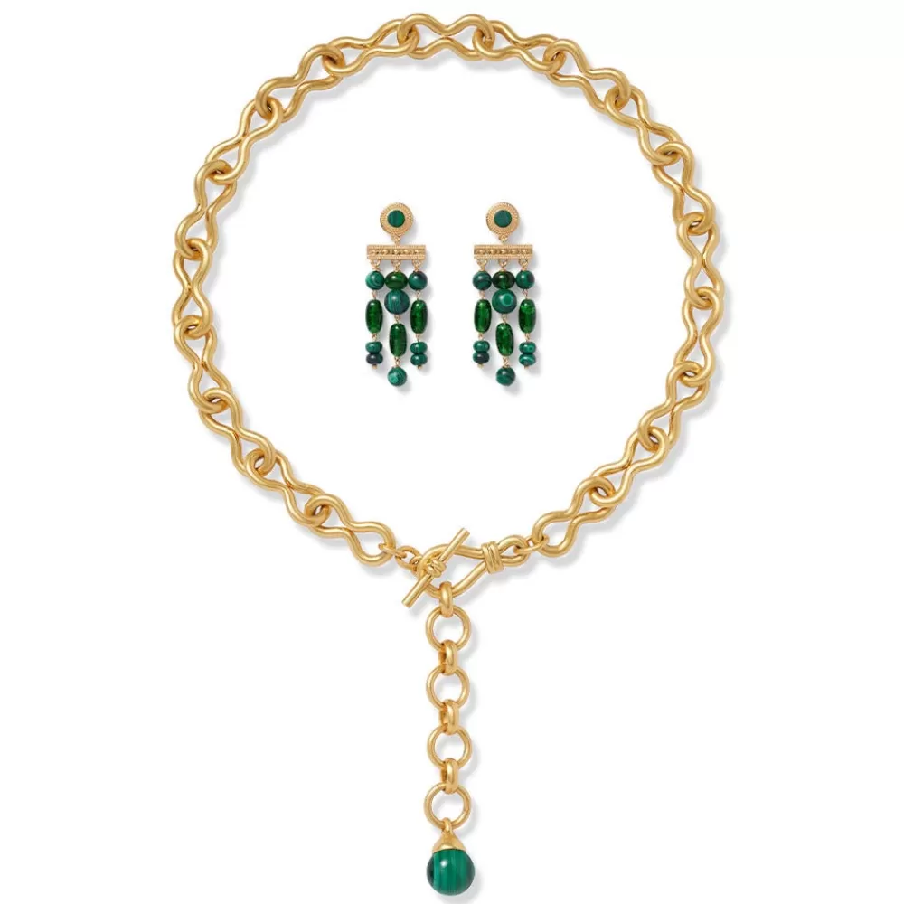 Clearance Roman Malachite Statement Necklace And Chandelier Earrings Set Jewelry Sets