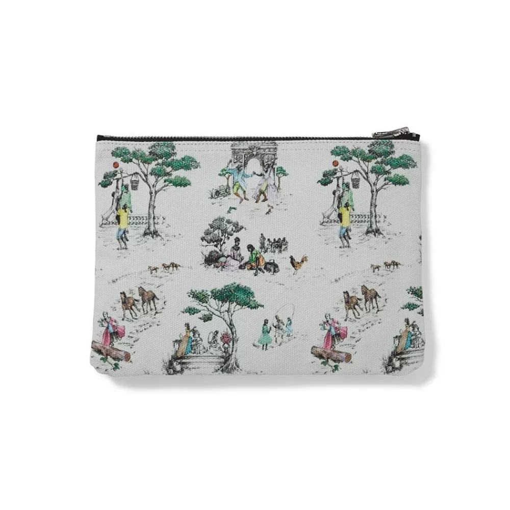 Best Sale Sheila Bridges Harlem Toile De Jouy Canvas Zip Pouch Bags