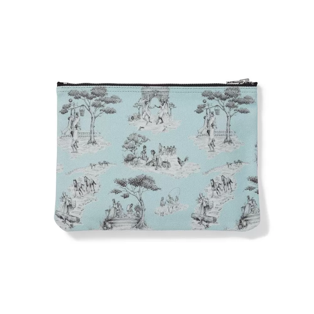 Best Sale Sheila Bridges Harlem Toile De Jouy Canvas Zip Pouch Bags