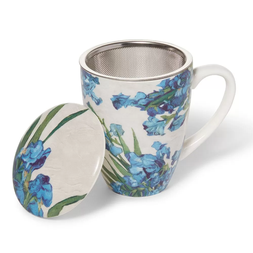 Fashion Van Gogh Irises Covered Mug With Tea Infuser Tableware